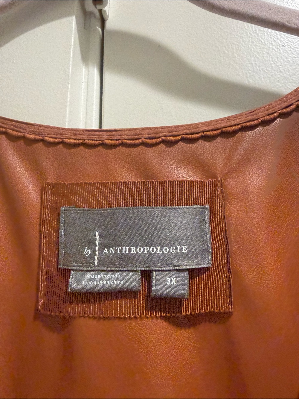 Anthropologie Faux Leather Tiered Mini Dress in Bark - Picture 5 of 5